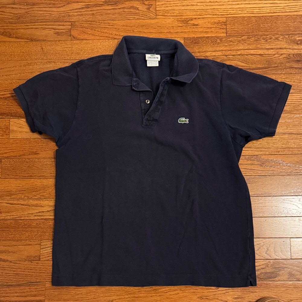 Lacoste Dark Blue Polo with Crocodile Logo French size 6 fits like a L